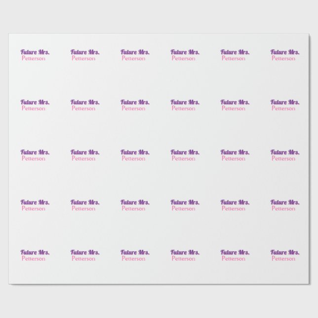 Papel De Regalo Futura Sra. agregar nombre novia parte despedida d (Superficie plana)