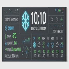 Papel De Regalo Futuristic Weather Dashboard UI Wrapping Paper