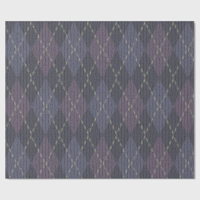 Papel De Regalo Futuro Argyle Crepuscular de Navidad  (Superficie plana)