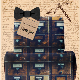Papel De Regalo Gabinete de madera de catálogo de tarjetas de bibl