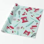Papel De Regalo Gadget de cocina Retro Aqua<br><div class="desc">Retro Aqua Kitchen Gadget único personalizado de papel de envoltura. Perfecto para un regalo de cocina.</div>