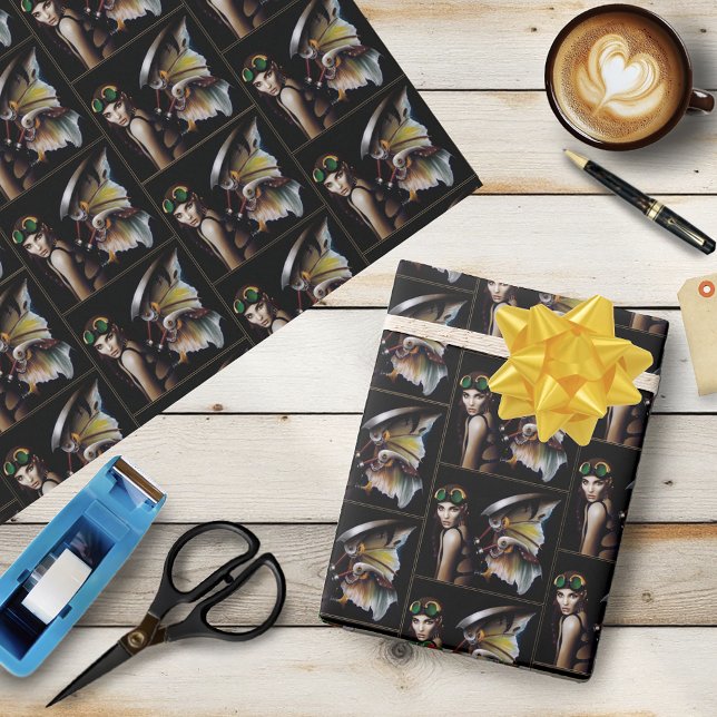 Papel De Regalo Gafas con Alas de Hada Mecánicas Steampunk (Subido por el creador)