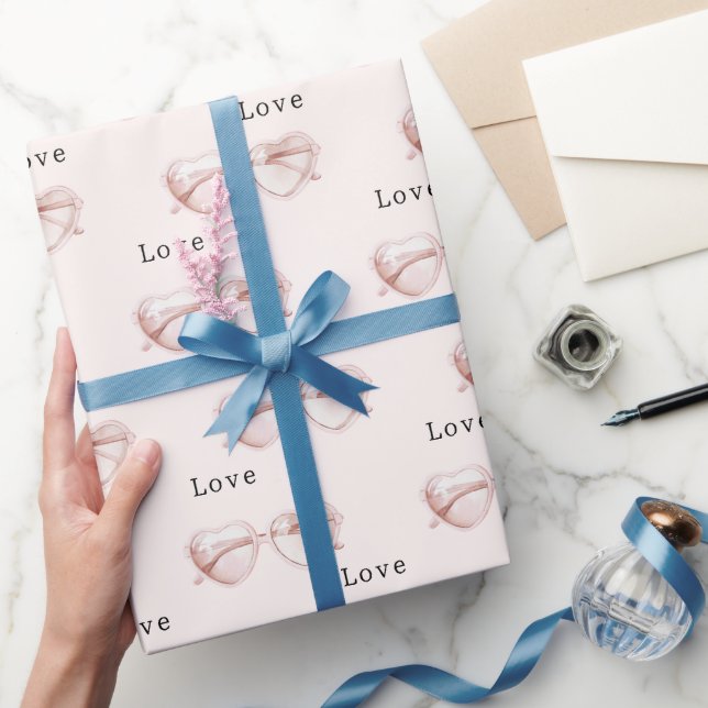Papel De Regalo Gafas de corazón rosa Cumpleaños Amor (Regalar)