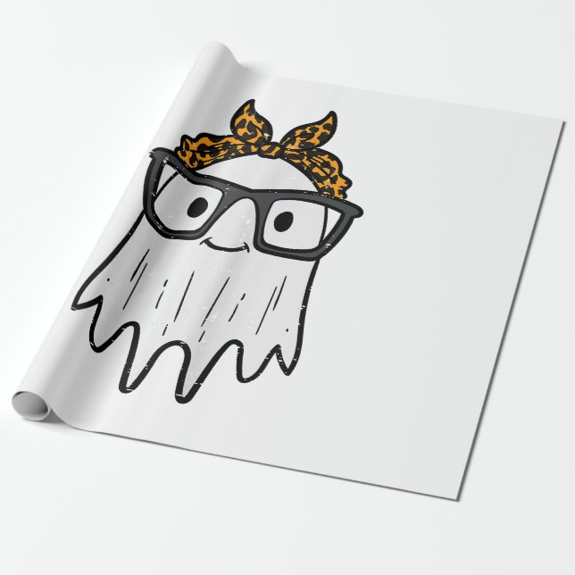 Papel De Regalo Gafas de Fantasma de Halloween Lindas (Desenrollado)