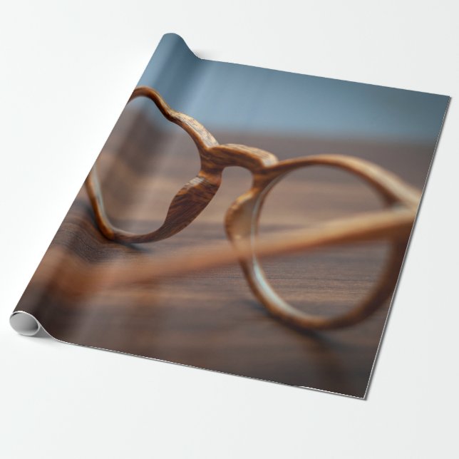 Papel De Regalo Gafas de ojos marco madera (Desenrollado)
