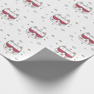 Papel De Regalo Gafas de sandía de gato blanco graciosas