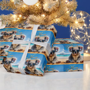 Papel De Regalo Gafas de sol Koala Playa Soleada Feliz Navidad