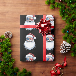 Papel De Regalo Gafas de sol patrióticas de Santa Claus USA Navida