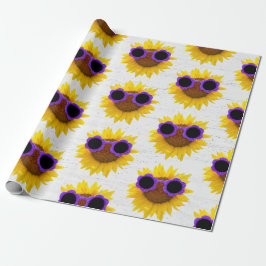 Papel De Regalo Gafas De Sol Púrpura Sobre El Girasol