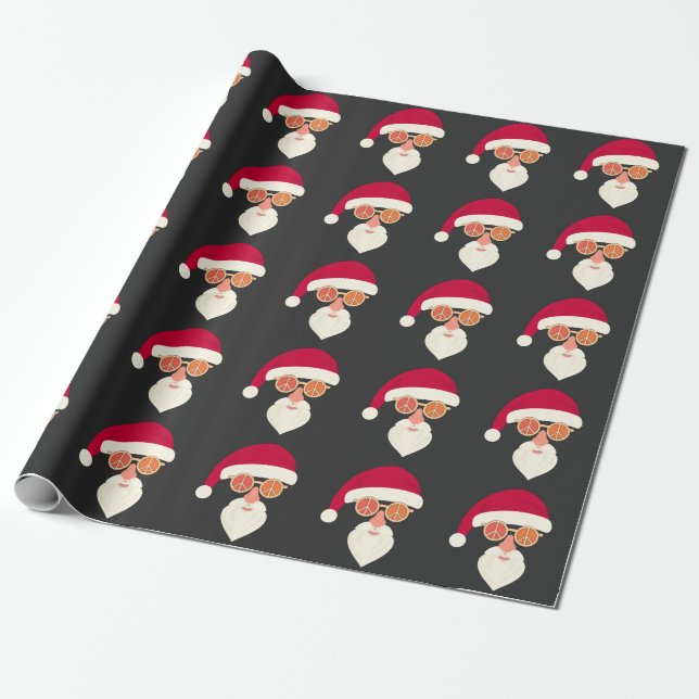 Papel De Regalo Gafas de sol retro cara de Santa Navidad (Desenrollado)