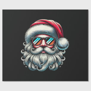 Papel De Regalo Gafas de sol retro cara de Santa Navidad
