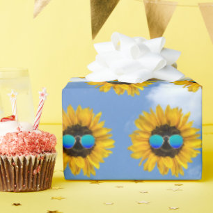 Papel De Regalo Gafas de sol retro sobre girasol