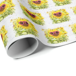 Papel De Regalo Gafas De Sol Rosadas Sobre El Girasol