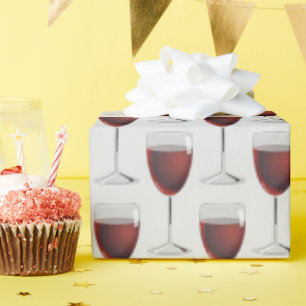 Papel De Regalo gafas de vino tinto en gris