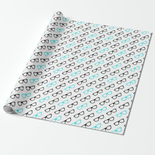 Papel De Regalo gafas geeky geek azul