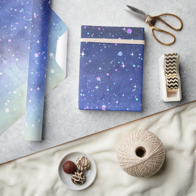 Papel De Regalo Galaxia acuarela (Artesanía)