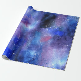 Papel De Regalo Galaxia cósmica Estrellas espaciales azules
