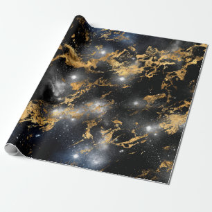 Papel De Regalo Galaxia de los amantes del espacio nocturno Golden