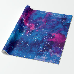 Papel De Regalo Galaxia espacial acuarela cielo nocturno con estre