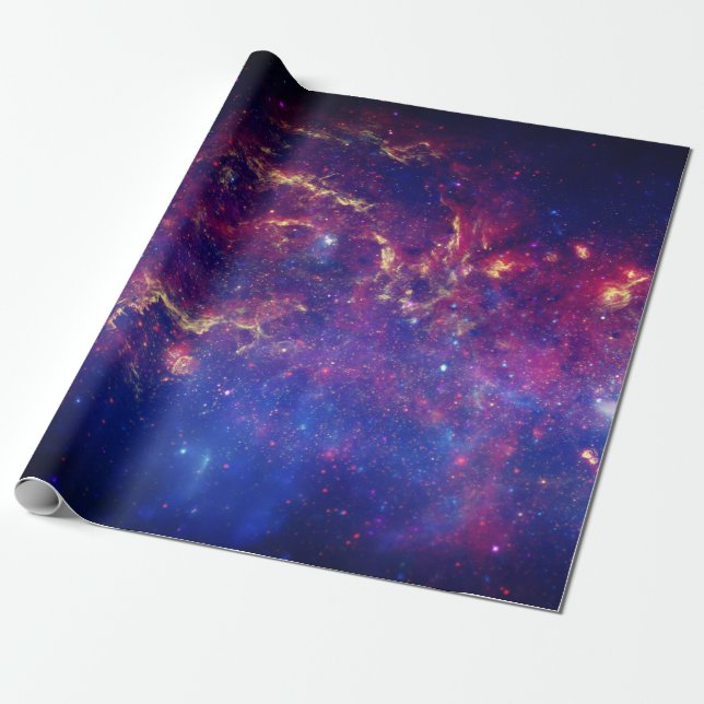 Papel De Regalo Galaxia Espacio Exterior Sky Stars Celestial Azul (Desenrollado)