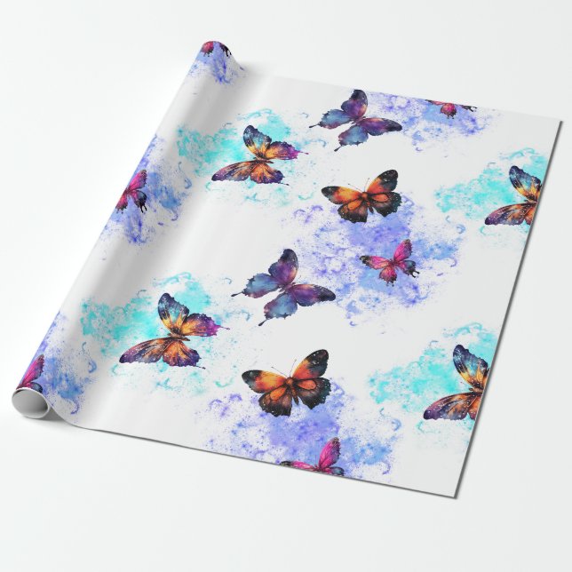 Papel De Regalo Galaxia mariposa blanca (Desenrollado)