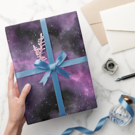Papel De Regalo Galaxia Nebulosa Púrpura Espacio Negro Patrón Abst