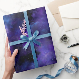 Papel De Regalo Galaxia Nebulosa Púrpura Espacio Negro Patrón Abst