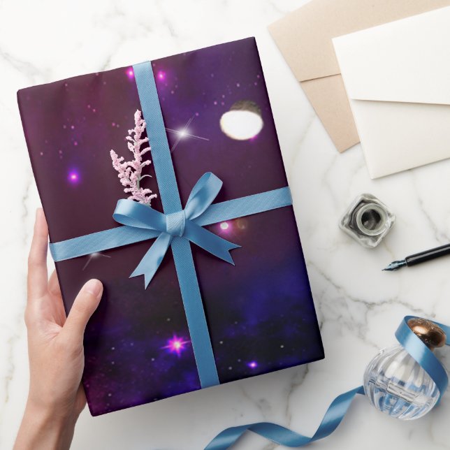 Papel De Regalo Galaxia Púrpura Azul de Medianoche (Regalar)