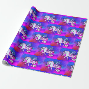 Papel De Regalo Galaxia Retro Unicornio elegante