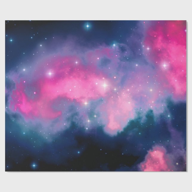 Papel De Regalo Galaxia rosa y azul y resumen de estrellas (Superficie plana)