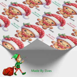 Papel De Regalo Galleta de jengibre de la primera Navidad del bebé