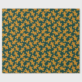 Papel De Regalo Galleta de pan de jengibre sobre verde