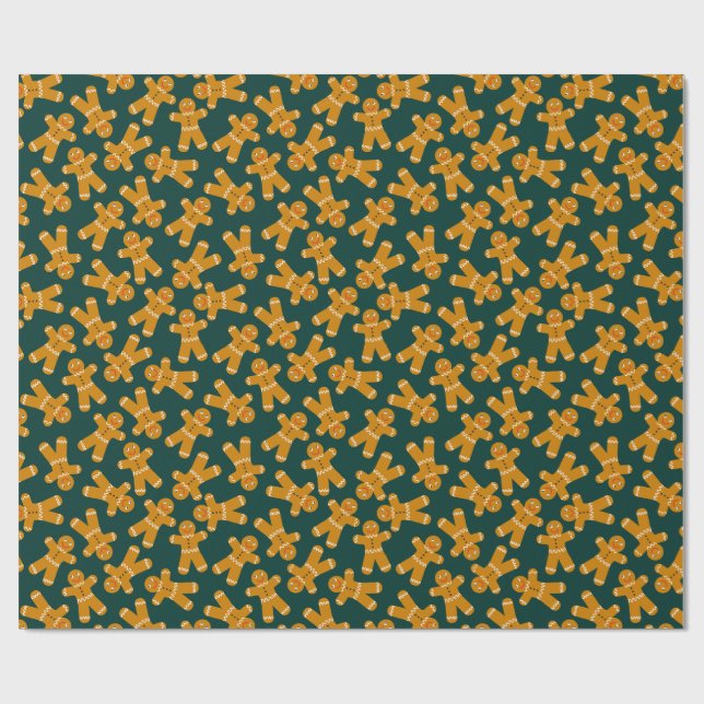Papel De Regalo Galleta de pan de jengibre sobre verde (Superficie plana)