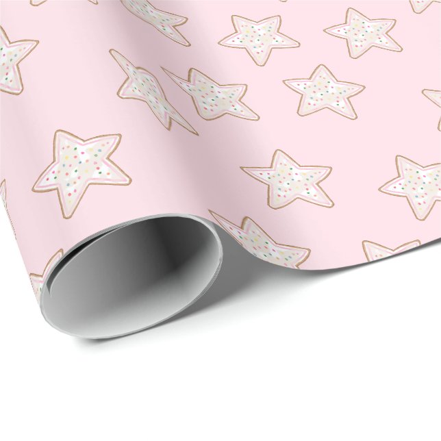 Papel De Regalo Galletas con glaseado rosa y sprinkles (Esquina del rollo)