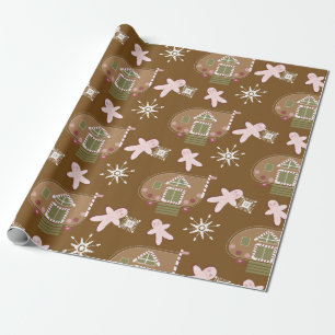 Papel De Regalo Galletas de Casa de Pan de Jengibre Copos de Nieve