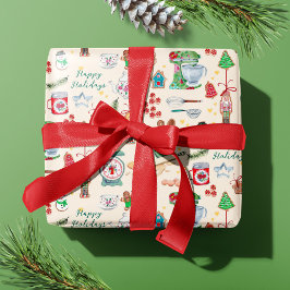 Papel De Regalo Galletas de Cascanueces Navideñas Lindas con Nombr