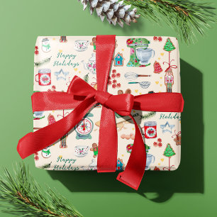 Papel De Regalo Galletas de Cascanueces Navideñas Lindas con Nombr