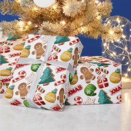 Papel De Regalo Galletas de jengibre adorables patrón de Navidad