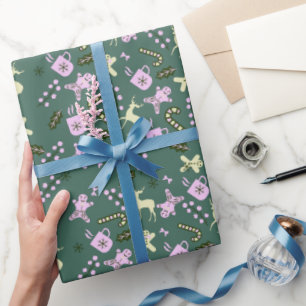 Papel De Regalo Galletas de jengibre Ciervo Caramelo Regalos Navid