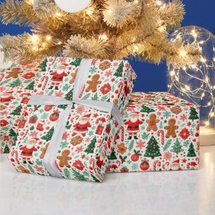 Papel De Regalo Galletas de jengibre de Santa de Navidad Caña de c