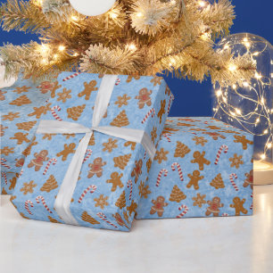 Papel De Regalo Galletas de jengibre y bastones de caramelo