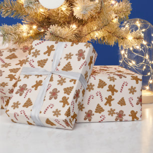 Papel De Regalo Galletas de jengibre y bastones de caramelo