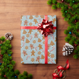 Papel De Regalo Galletas de jengibre y bastones de caramelo