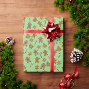 Papel De Regalo galletas de jengibre y bastones de caramelo en ver