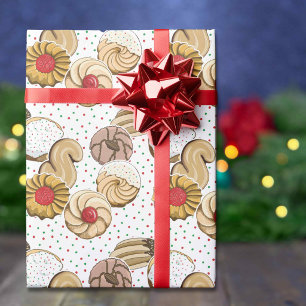 Papel De Regalo Galletas de Navidad italianas adorables, puntos ro