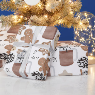 Papel De Regalo Galletas de Navidad y Cacao Caliente Horneado Navi