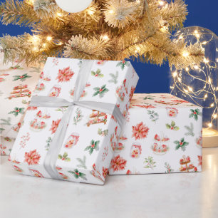 Papel De Regalo Galletas de Navidad y Foliage Rojo