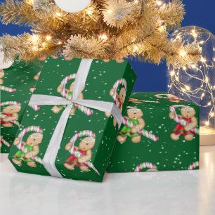 Papel De Regalo Galletas de pan de jengibre en copos de nieve