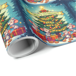 Papel De Regalo Galletas De Ratones Lindos Árbol De Navidad Alegre