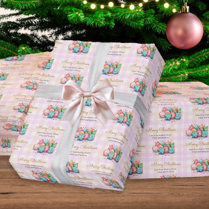 Papel De Regalo Galletas Heladas de Navidad con Cuadros Rosas Nomb